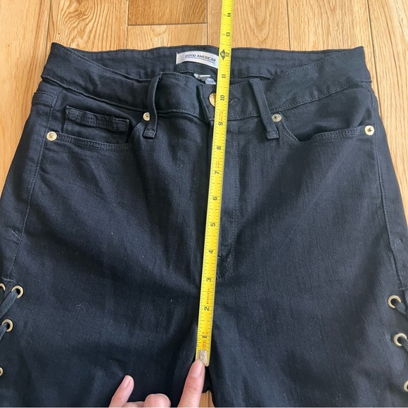 Good American Womens Black Skinny Side Lace Up Jeans Size 4/27 - Picture 4 of 8